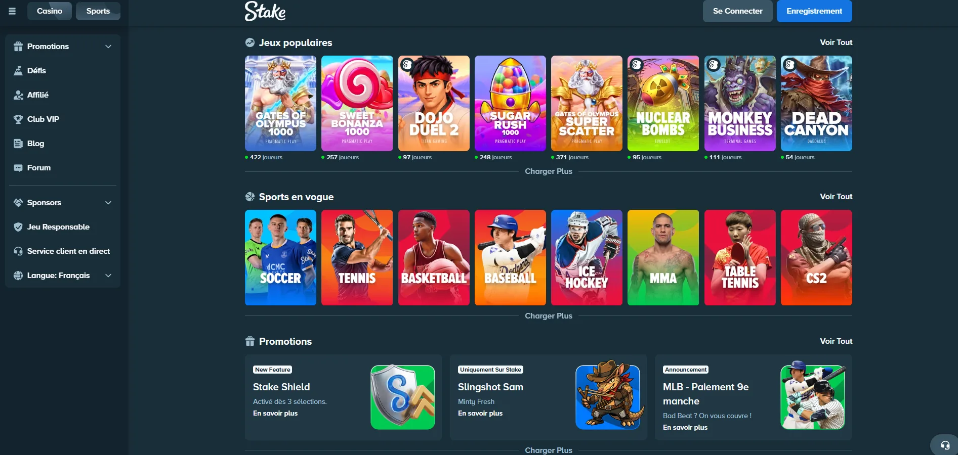 Stake Casino Jeux